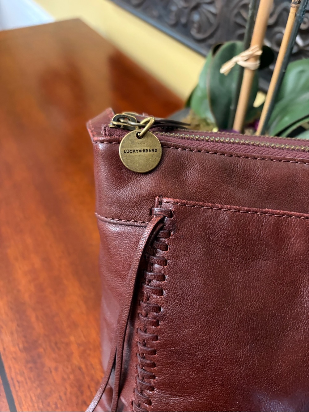 Lucky Brand Cognac Brown Leather Crossbody - Picture 4 of 9